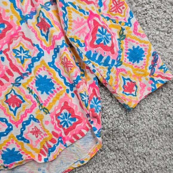 Fresh Produce Shirt Womens 3X Tunic Long Sleeve Colorful Cotton Geometric Artsy - Picture 2 of 12